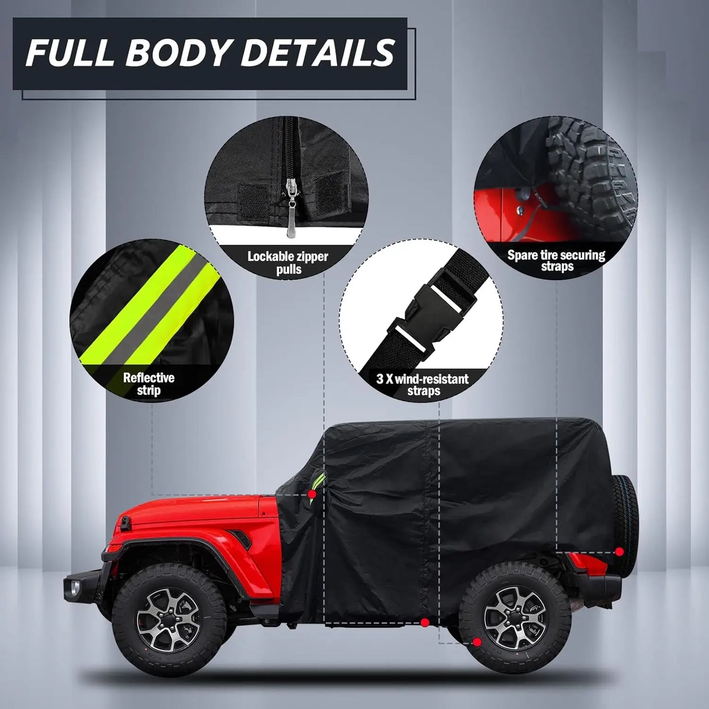 All-Season Waterproof 2-Door Jeep Wrangler Cover (1987-2025)